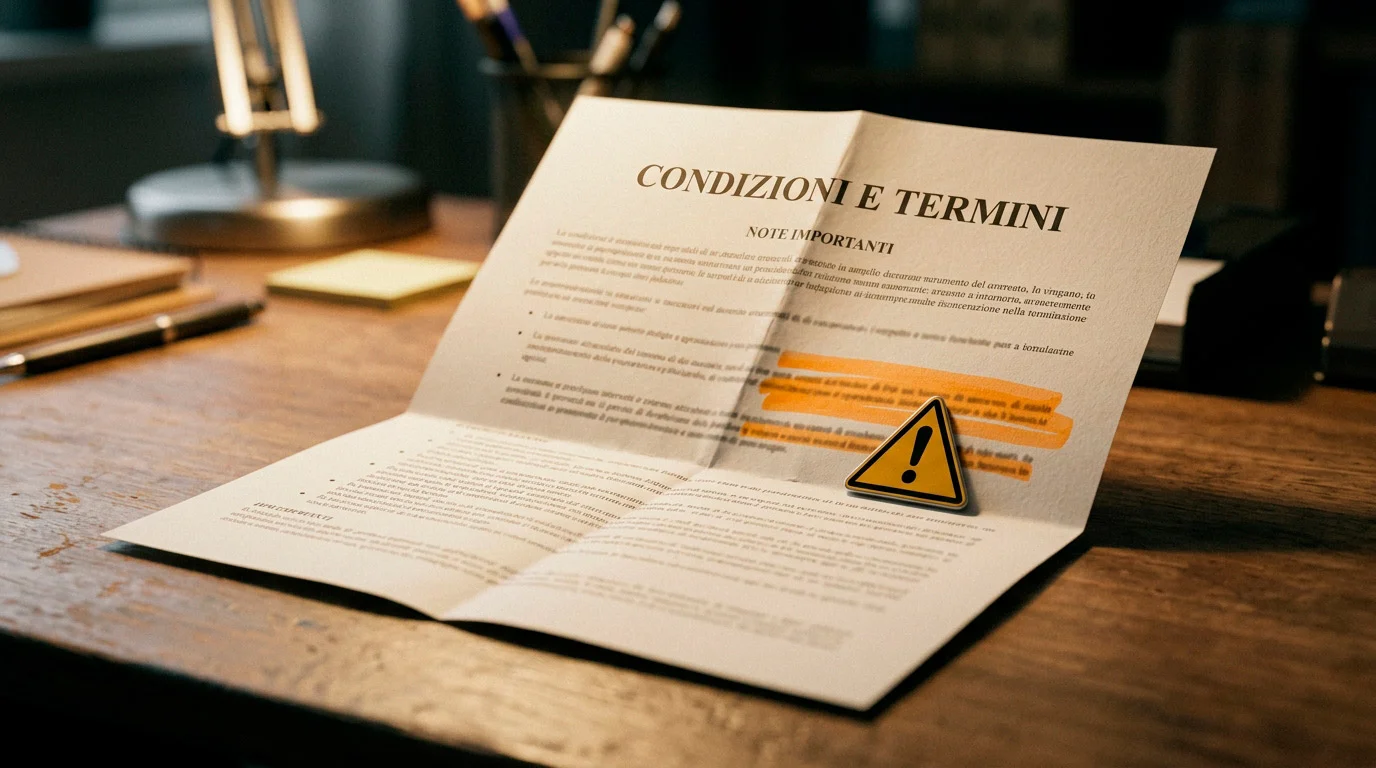 Documento con termini e condizioni di un bonus con requisiti di puntata evidenziati