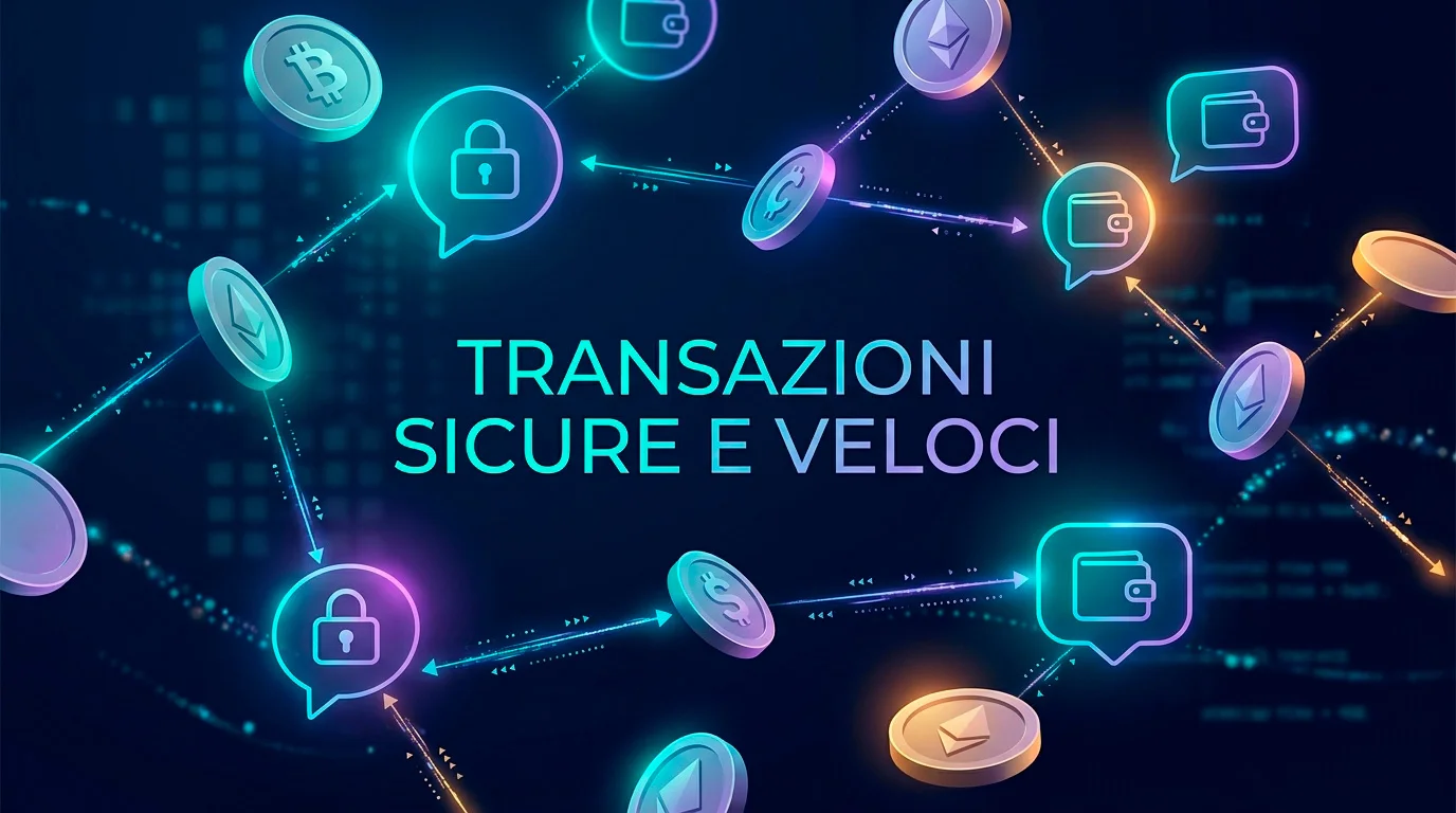 Simboli di criptovalute ed e-wallet rappresentati come metodi di pagamento online