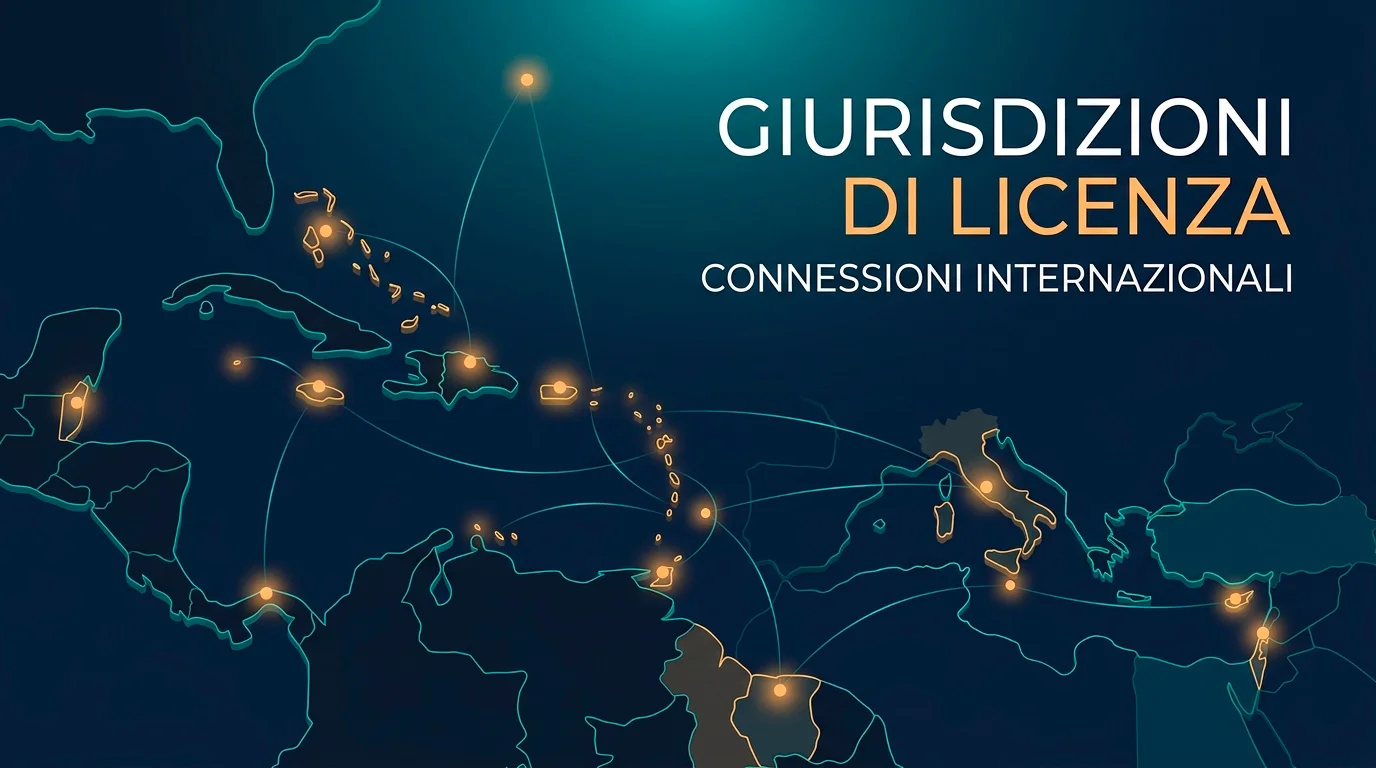 Mappa schematica delle principali giurisdizioni di licenza estera per il gioco online