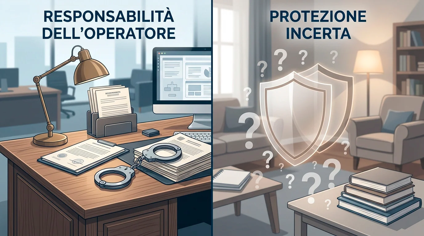 Distinzione giuridica tra posizione dell'operatore e posizione del giocatore nella legge italiana sul gioco