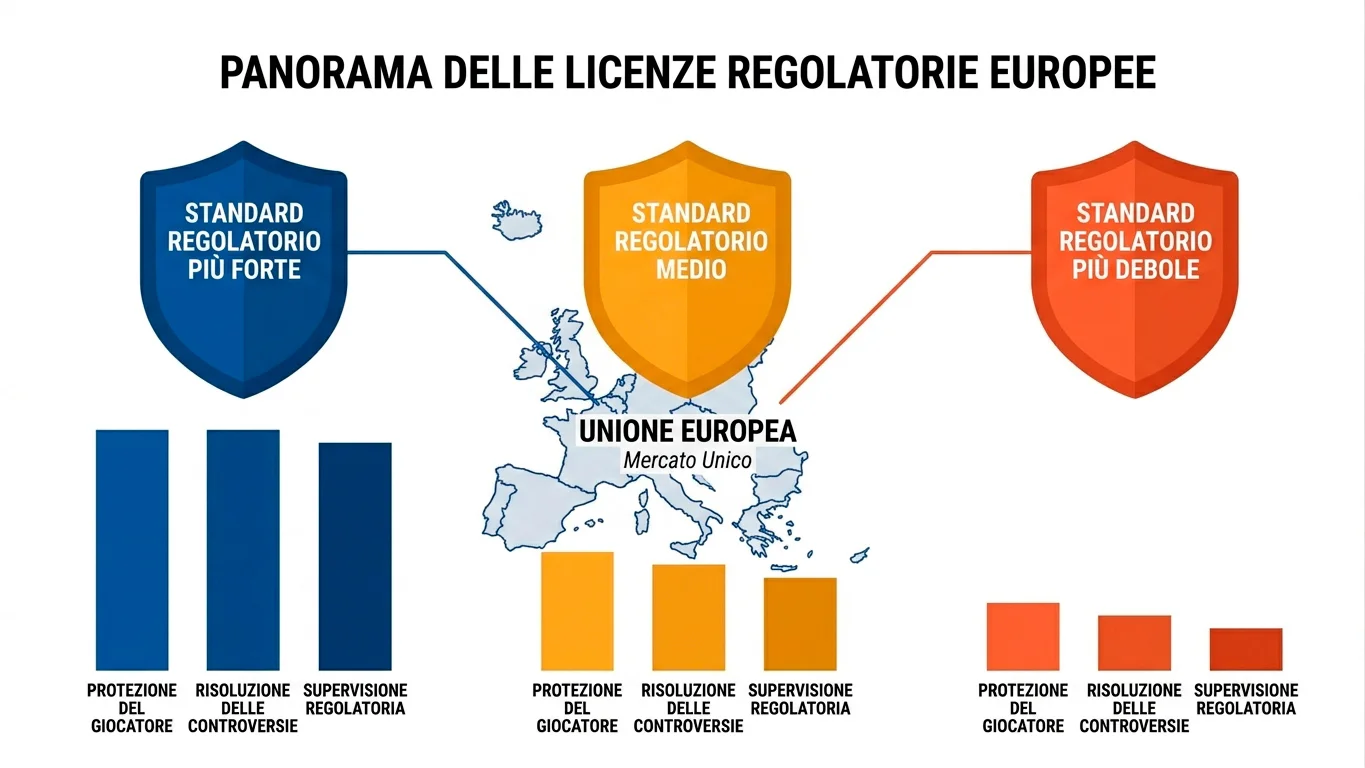 Confronto tra licenze di gioco Malta MGA, Curacao e Anjouan per standard di tutela